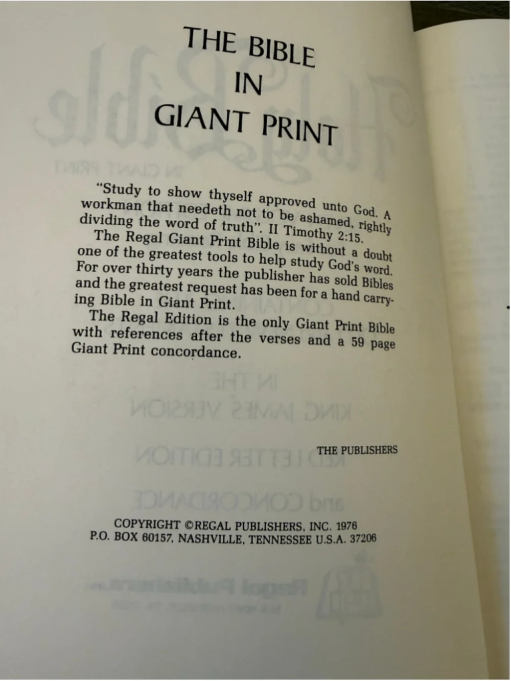 Regal Publishers title vintage